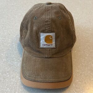 Carhartt Brown & Olive Green Corduroy Cap Vintage 2005 100% Cotton One Size